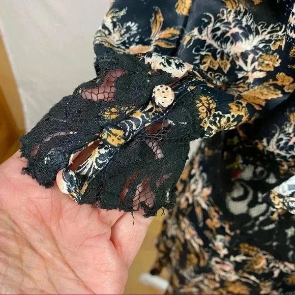 Free People Lucie Mini Dress in Black Combo With Lace Detail Size 8 - Picture 8 of 16